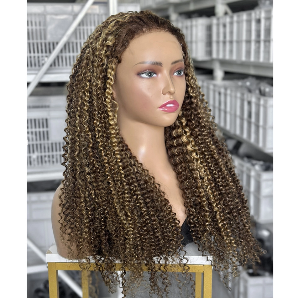24inch Ombre Highlighted 5x5 HD Lace Closure Wig Kinky Curly Hair Wigs